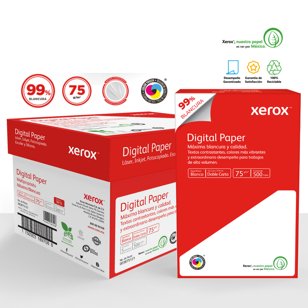 [3R75121 CAJA] PAPEL BOND BLANCO T/DOBLE CARTA ROJO DE BLANCURA CAJA CON 10 PAQUETES DE 500 HOJAS 11X17" (432X279MM)